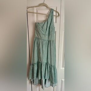 Francesca's Collections Green Striped High Low Dress